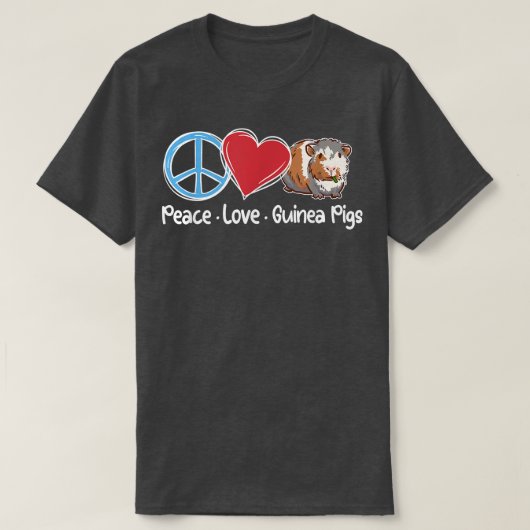 Peace Love Guinea Pigs Cute Guinea Pig Animal Love T-shirt (Design voorkant)