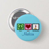 Peace Love Gymnastics Custom Cute Ronde Button 5,7 Cm (Voorkant /achterkant)