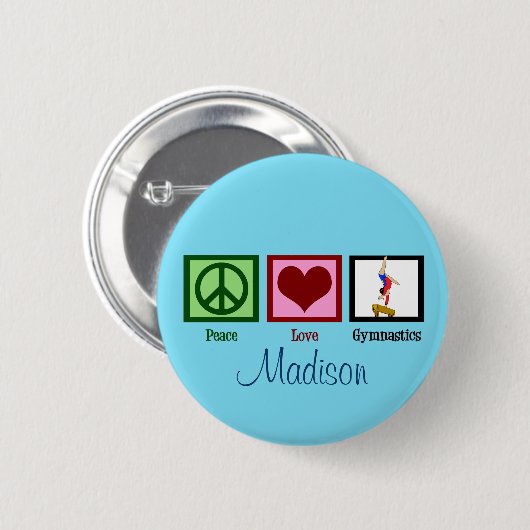 Peace Love Gymnastics Custom Cute Ronde Button 5,7 Cm (Voorkant /achterkant)