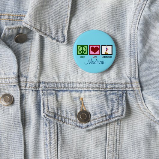 Peace Love Gymnastics Custom Cute Ronde Button 5,7 Cm (In situ)