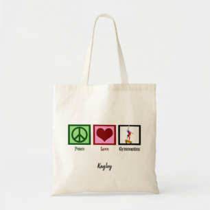 Peace Love Gymnastics Cute Personalized Gymnast Tote Bag