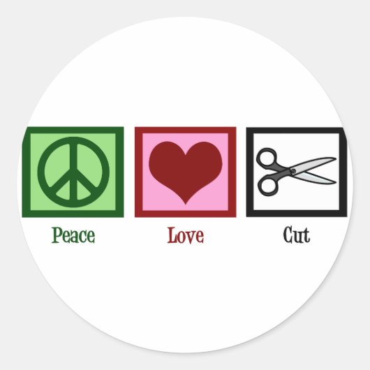 Peace Love Haircuts Ronde Sticker (Voorkant)