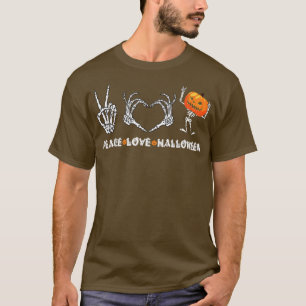Peace Love Halloween Scary Pumpkin Autumn Halowee T-shirt