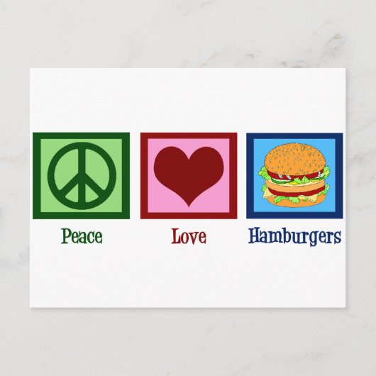 Peace Love Hamburgers Briefkaart (Voorkant)