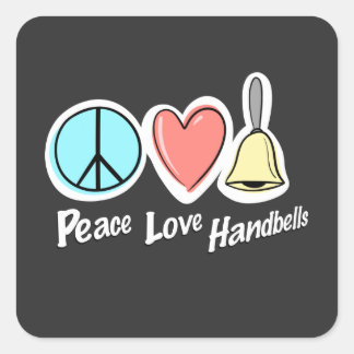 Peace Love Handbells Design for Ringers Vierkante Sticker