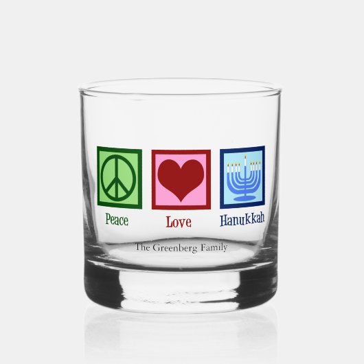 Peace Love Hanukkah Cute Custom Whisky Glas (Voorkant)