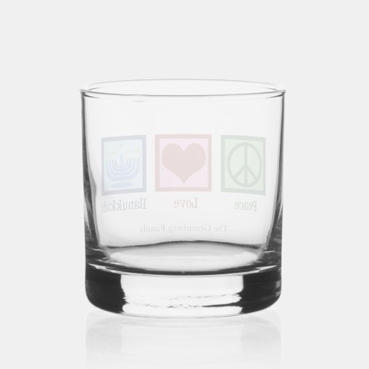 Peace Love Hanukkah Cute Custom Whisky Glas (Achterkant)