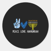 Peace Love Hanukkah Retro Chanukah Jewish Men Wome Ronde Sticker (Voorkant)