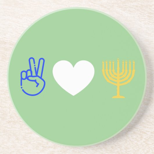 Peace Love & Hanukkah Sandstone Onderzetter (Voorkant)