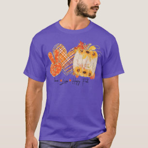 Peace Love Happy Herfst Pumpkin Sunflower Au T-shirt