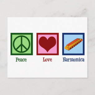 Peace Love Harmonica Briefkaart