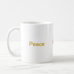 Peace Love Harmony Gold red green Koffiemok
