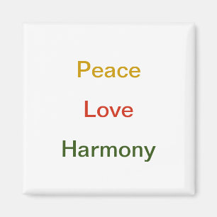 Peace Love Harmony Gold red green Magneet