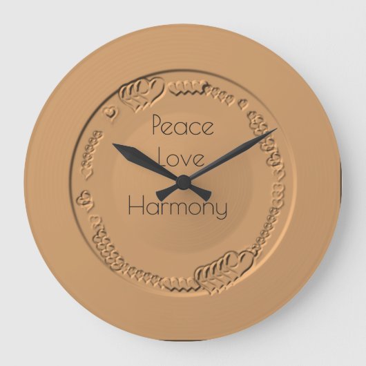 Peace Love Harmony Texte sur horloge or (Recto)