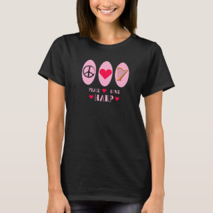 Peace Love Harp Heart Orchestra Concert Rhythm Ton T-shirt