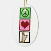 Peace Love Harp Keramisch Ornament (Links)