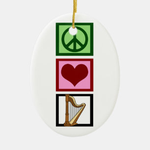 Peace Love Harp Keramisch Ornament