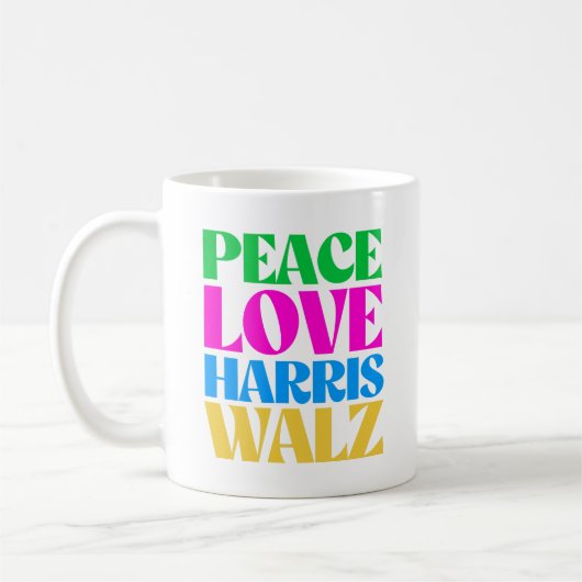 Peace Love Harris Walz Koffiemok (Links)
