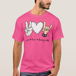 Peace Love Heaval Metal Peace Hand Sign Rock Music T-shirt