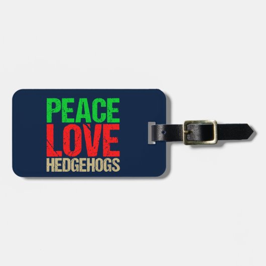 Peace Love Hedégels Bagagelabel (Voorkant horizontaal)