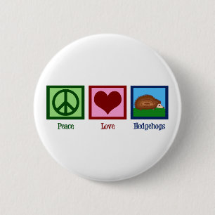 Peace Love Hedégels Ronde Button 5,7 Cm