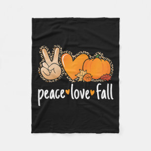 Peace Love Herfst Pompoen Herfst Thanksgiving Vrou Fleece Deken