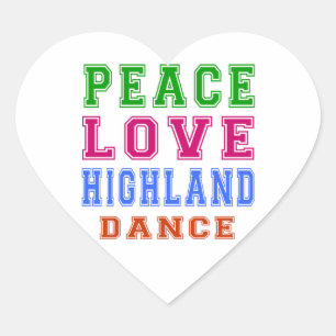 Peace Love Highland dansen Hart Sticker