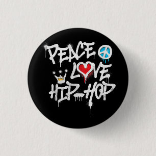 Peace Love Hip Hop Dancing Ronde Button 3,2 Cm
