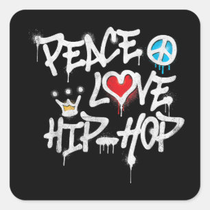 Peace Love Hip Hop Dancing Vierkante Sticker