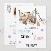 * Peace & Love Hippie Tribal Birthday Invitation (Devant / Derrière)