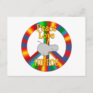Peace Love Hippos Briefkaart