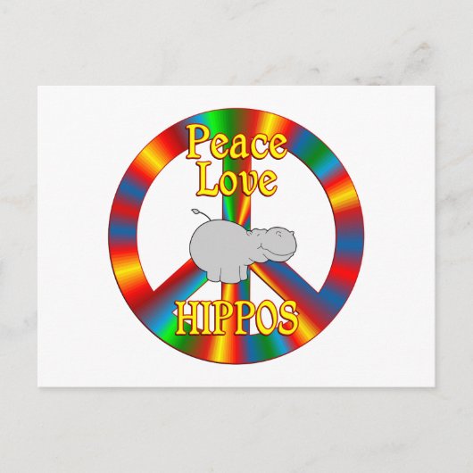 Peace Love Hippos Briefkaart (Voorkant)