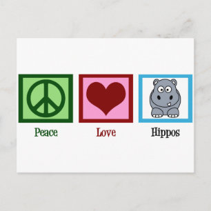 Peace Love Hippos Briefkaart