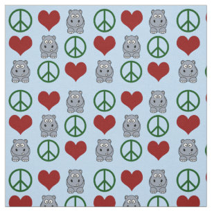 Peace Love Hippos Cute Hippo Pattern Stof