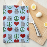 Peace Love Hippos Cute Hippo Pattern