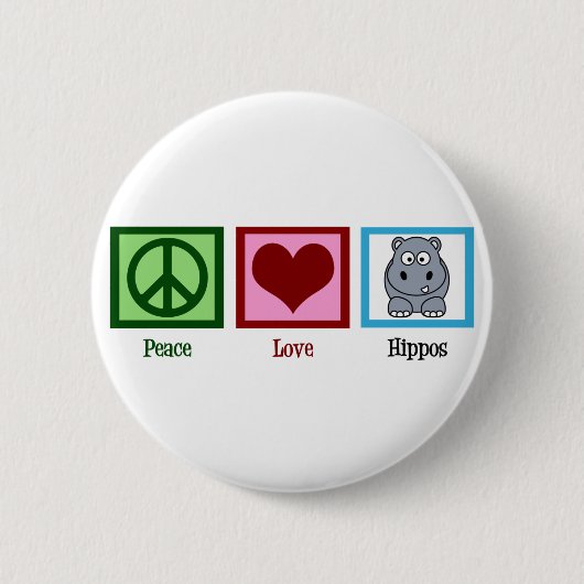 Peace Love Hippos Ronde Button 5,7 Cm (Voorkant)