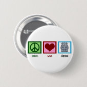 Peace Love Hippos Ronde Button 5,7 Cm (Voorkant /achterkant)
