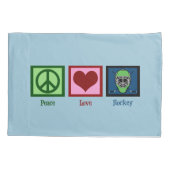 Peace Love Hockey (Goalie Mask) Kussensloop (Achterkant)