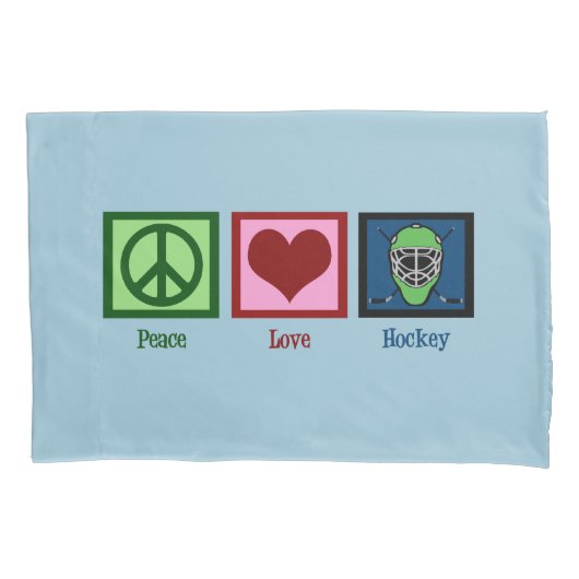 Peace Love Hockey (Goalie Mask) Kussensloop (Voorkant)