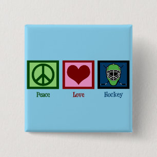 Peace Love Hockey (Goalie Mask) Vierkante Button 5,1 Cm