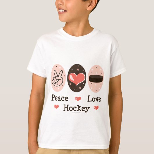 Peace Love Hockey Kinder T shirt (Voorkant)