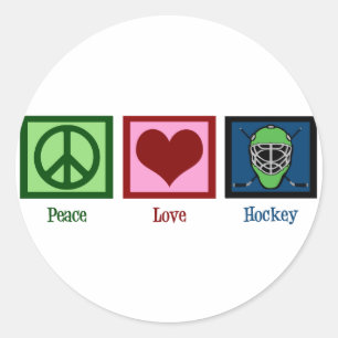 Peace Love Hockey Ronde Sticker