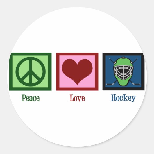 Peace Love Hockey Ronde Sticker (Voorkant)