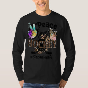 Peace Love Hockey Stepzus Life Ma Grandma Leop T-shirt