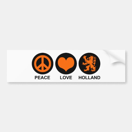Peace Love Holland Bumpersticker (Voorkant)