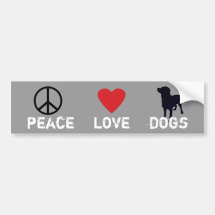 Peace Love-honden Bumpersticker