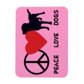 Peace Love-honden Magneet (Verticaal)