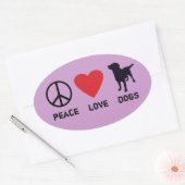 Peace Love-honden Ovale Sticker (Envelop)