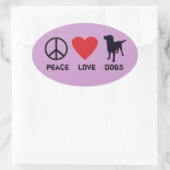 Peace Love-honden Ovale Sticker (Tas)