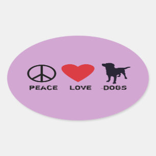 Peace Love-honden Ovale Sticker